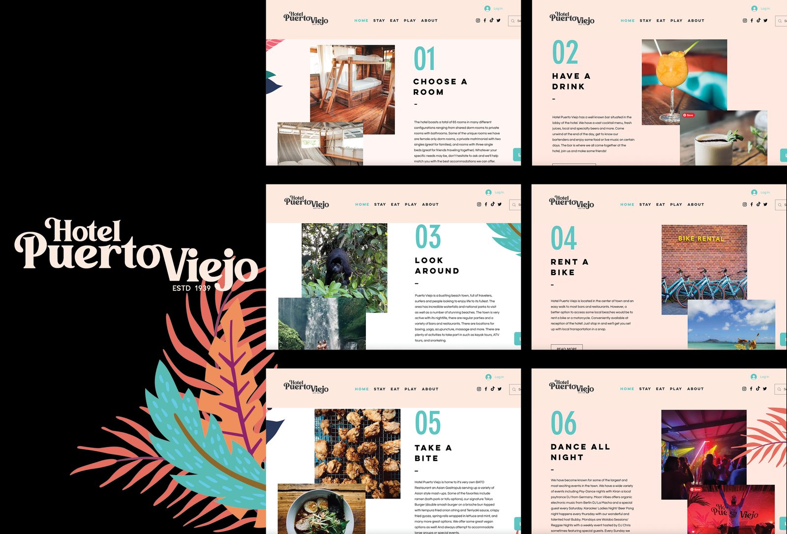 Hotel Puerto Viejo brand and booking pages
